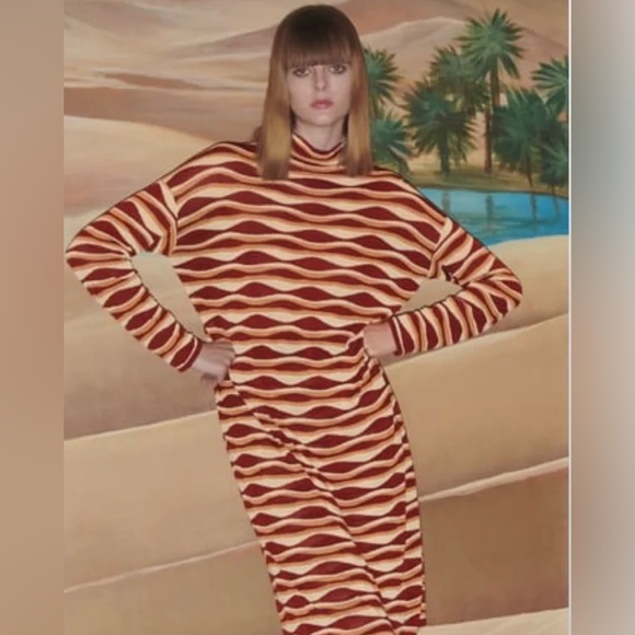 ZARA PRINTED KNIT TUNIC DRESS SPECIAL EDITION BRICK size Large NWT - Picture 7 of 15